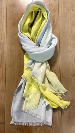 春夏用　ブルーグレーと黄色のグラデーション ストール