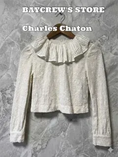 美品綿100%ベイクルーズストアCharles Chatonフリル襟長袖トップス