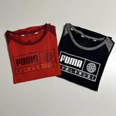 PUMA ロンT 長袖　赤　黒　2枚セット　130㎝