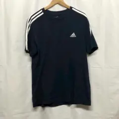 アディダス adidas Tシャツ 2XL 紺 3本ライン 刺繍 L1819