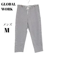【グローバルワーク】良品　メンズ　エアかるイージーパンツ　ストライプ グレー