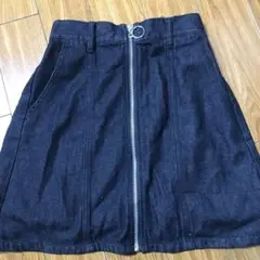 フロントジップ ブラックデニムスカート