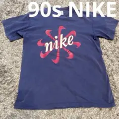 Nike 風車ロゴプリント Tシャツ M ネイビー　90s 日本製のサムネイル