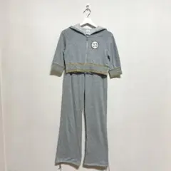 《adidas》 アディダス ジャージセットアップ キッズ レディース グレー