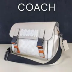 ✨極美 品♣コーチ　ショルダバッグ　PVC×レザー　シグネチャー　デカロゴ