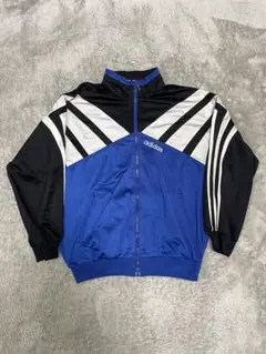 激レア90s adidas トラックジャケット 青/黒/白