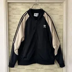 【美品】アディダス黒×ベージュ SSTトラックジャケットXLファイヤーバード風