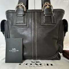 【美品/保存袋付】コーチ 10037 ソーホー ダブルポケット トートバッグ 黒