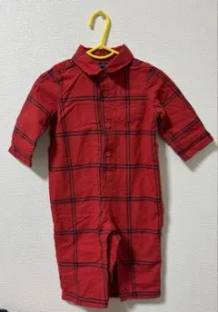 baby GAP ギャップ ロンパース つなぎ チェック 赤70 80