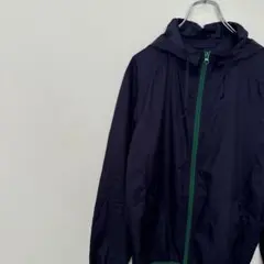 UNIQLO ユニクロ ナイロンジャケット ネイビー グリーンジップ フード M