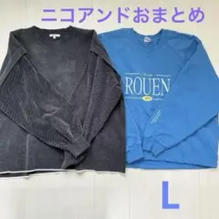 モールラインニットプルオーバー& Vネックロゴドロストプルオーバー