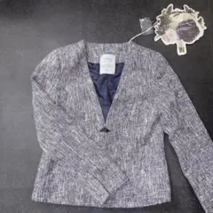 タグ付き新品GIRL ノーカラージャケット S ブルーグレー系