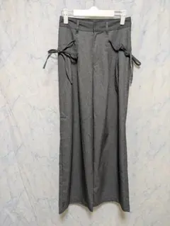 GRL グレイル グレー ワイドパンツ サイドリボン付き