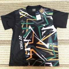 美品】YONEX ヨネックス 半袖Tシャツ Mサイズ 幾何学模様 ブラック