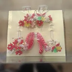 七五三髪飾りセット 花モチーフ タッセル付き