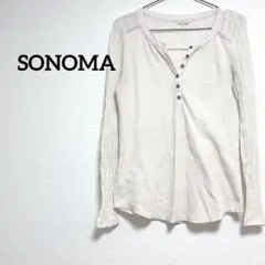 【M】 SONOMA クリーム色 長袖 Tシャツ ホワイト 異素材 ロンT 女性