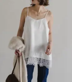 Bonjour Sagan レーストリムキャミソール