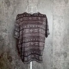 半袖Tシャツ♡デザインTシャツ♡幾何学模様♡総柄♡ブラック♡メンズ(L)