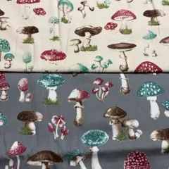 キノコ柄生地２点セット　各生地幅×95