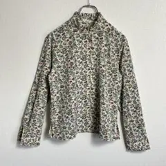 【LANTANA】 花柄 長袖シャツ スタンドカラー Mサイズ スリット入り