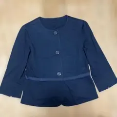 レリアン ネイビー ジャケット ノーカラージャケット 七分袖 S