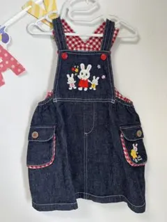 ミキハウス うさこ　デニム　ジャンパースカート　90