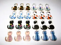 【後ろ姿 にゃんこ チャーム 24個】猫 ネコ アクセサリー ペンダント トップ