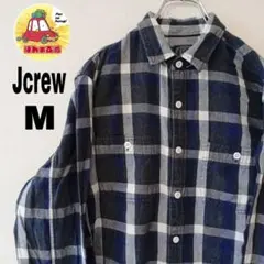 USA古着 Jcrew ネルシャツ　M ネイビー　グレー　チェック