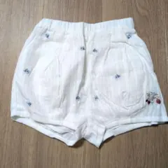 【新品】プティマイン バルーンパンツ ハーフパンツ 100cm 白 いちご刺繍