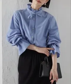 美品】ノーブル シアーシャーリングブラウス ハイネック ボリューム袖 