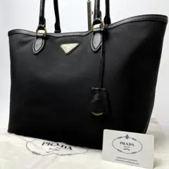 極美品/近年モデル/A4可能✨プラダ 三角ロゴ トートバッグ キャンバス レザー