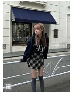 インパン裏地付バイアスチェック柄ミニスカート