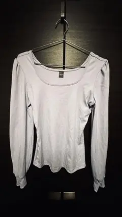 SHEIN 長袖 リブトップス ライトグレー　 S