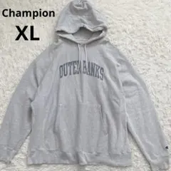 チャンピオンプリントリバースウィーブパーカーグレー　XL