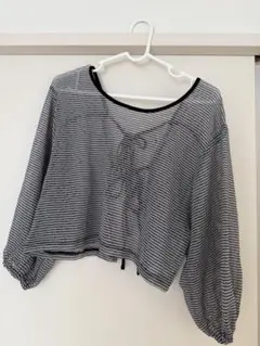 新品　CIAOPANIC TYPY シアーレースボーダー　トップス　グレー