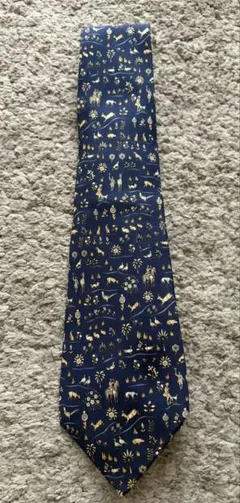 Salvatore Ferragamoネクタイ ネイビーアニマルシルクフェラガモ