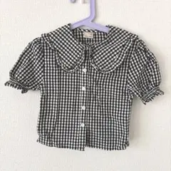 プティマイン ギンガムチェック柄 セーラー 襟付き 黒