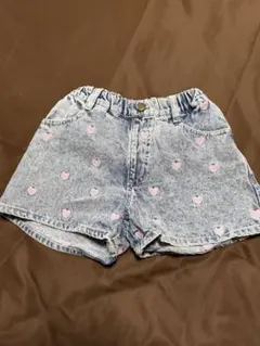 BREEZE ブリーズ ハート刺繍 デニムショートパンツ 120 美品
