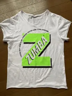ZUMBA Tシャツ ホワイト/ネオンイエロー　サイズM