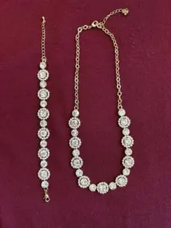 クリスタルネックレスとブレスレット セット コスチュームジュエリー　ブライダル