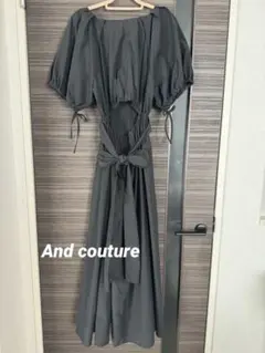 And couture ロングワンピース　オープンバック　リボン　黒
