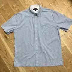 Tommy Hilfiger 半袖シャツ L 水色 ドット柄