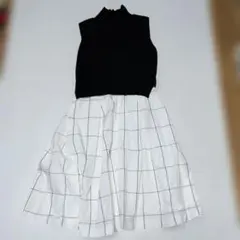フレイアイディー★ニット＆キャミワンピのセットアップ風ワンピース★S