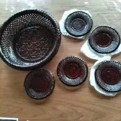 籃胎漆器　菓子器、茶托