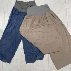 マタニティ　ワイド　ガウチョ　パンツ　M フリー　2枚セット