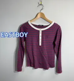 ◼️EASTBOY◼️ヘンリーネックボーダーラグラン長袖シャツ　サイズ:9