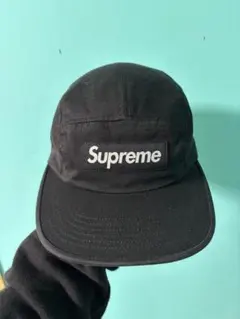 Supremeシュプリーム黒 キャップボックスロゴ　キャンプキャップ