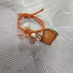 オレンジ色ヘアゴム、指輪セット　新品