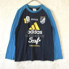 adidas／キッズ カットソー 140cm 長袖 ロゴプリント サッカー 青