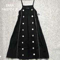 ZARA 刺繍入り　キャミワンピース　ロング丈　アジャスター付　海　旅行　L